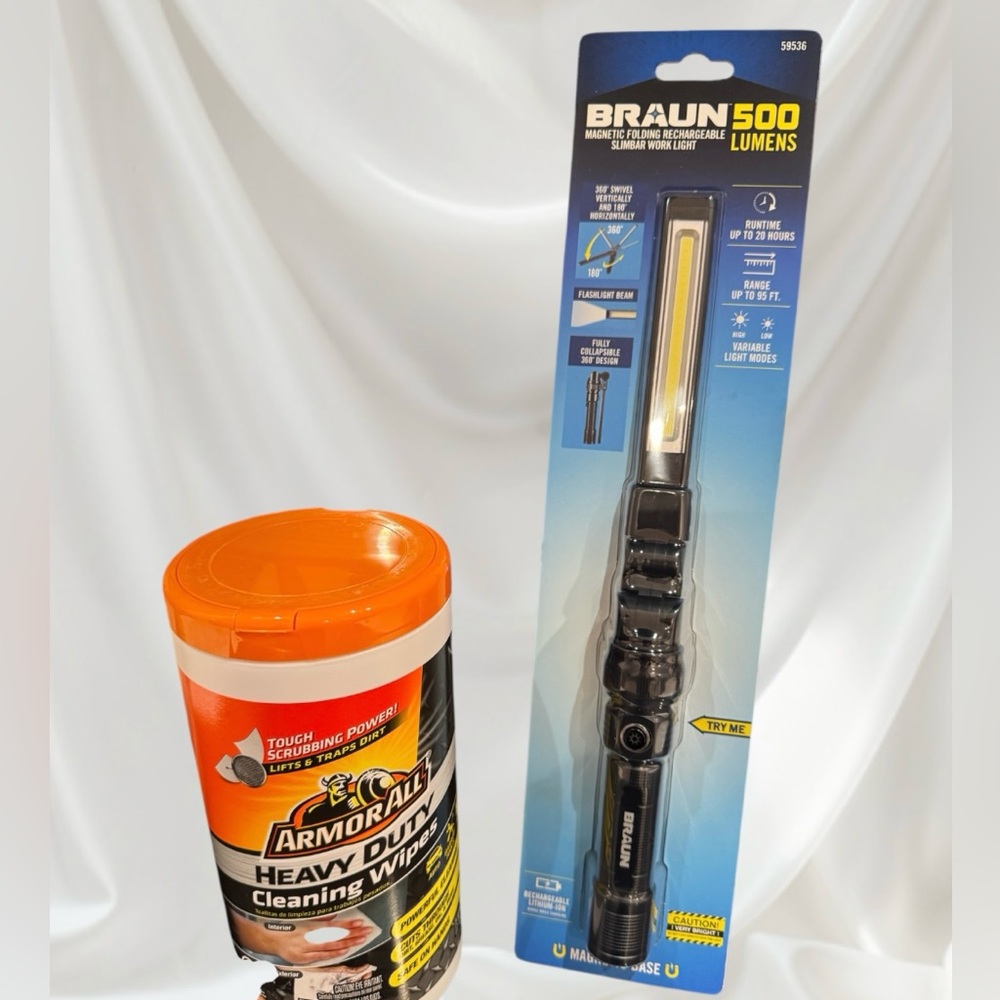 NEW Braun Flashlight ArmorAll Car Wipes Lot